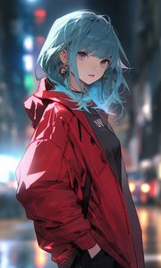 Preview wallpaper girl, earrings, jacket, anime, art