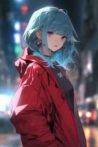 Preview wallpaper girl, earrings, jacket, anime, art