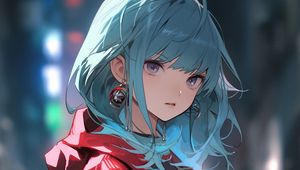 Preview wallpaper girl, earrings, jacket, anime, art