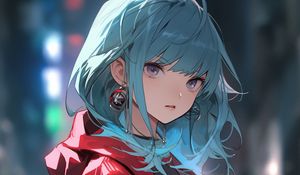 Preview wallpaper girl, earrings, jacket, anime, art