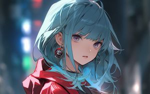 Preview wallpaper girl, earrings, jacket, anime, art