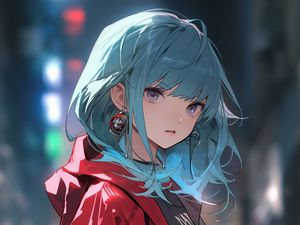 Preview wallpaper girl, earrings, jacket, anime, art