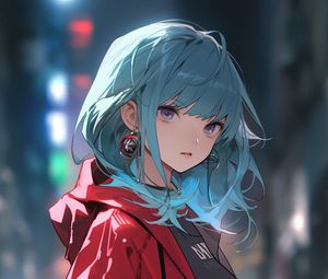 Preview wallpaper girl, earrings, jacket, anime, art