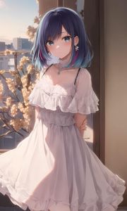 Preview wallpaper girl, earrings, jewelry, dress, anime, art