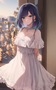 Preview wallpaper girl, earrings, jewelry, dress, anime, art