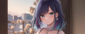 Preview wallpaper girl, earrings, jewelry, dress, anime, art