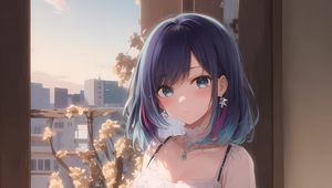 Preview wallpaper girl, earrings, jewelry, dress, anime, art