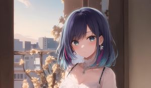 Preview wallpaper girl, earrings, jewelry, dress, anime, art