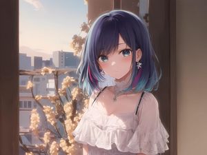 Preview wallpaper girl, earrings, jewelry, dress, anime, art