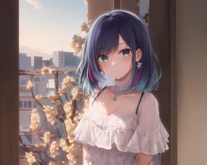 Preview wallpaper girl, earrings, jewelry, dress, anime, art