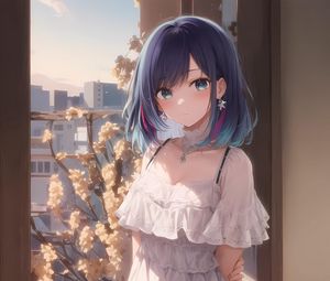 Preview wallpaper girl, earrings, jewelry, dress, anime, art