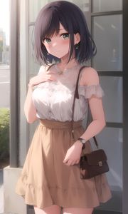 Preview wallpaper girl, earrings, smile, window, anime