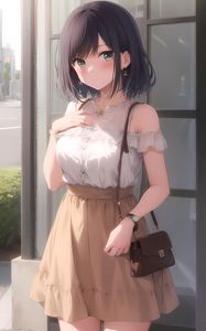 Preview wallpaper girl, earrings, smile, window, anime