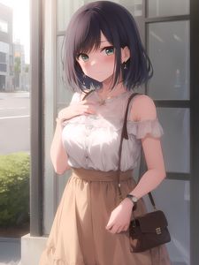 Preview wallpaper girl, earrings, smile, window, anime