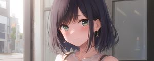 Preview wallpaper girl, earrings, smile, window, anime