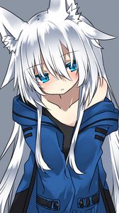 Preview wallpaper girl, ears, anime, art, blue