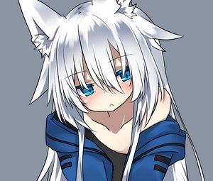Preview wallpaper girl, ears, anime, art, blue