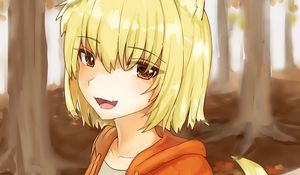 Preview wallpaper girl, ears, autumn, anime, art