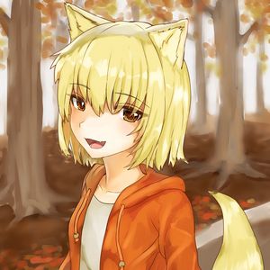 Preview wallpaper girl, ears, autumn, anime, art