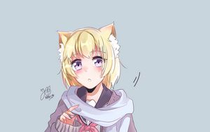 Preview wallpaper girl, ears, blush, scarf, anime