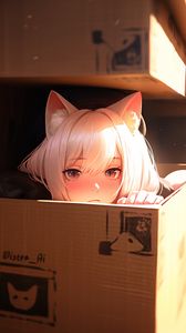 Preview wallpaper girl, ears, box, anime