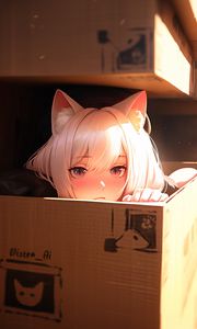 Preview wallpaper girl, ears, box, anime