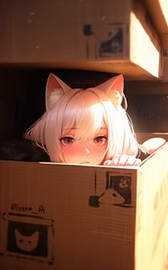 Preview wallpaper girl, ears, box, anime
