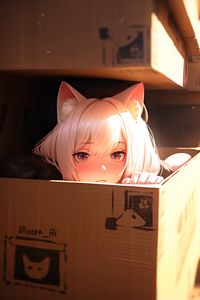 Preview wallpaper girl, ears, box, anime