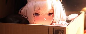Preview wallpaper girl, ears, box, anime