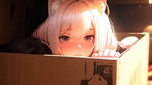 Preview wallpaper girl, ears, box, anime