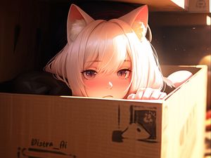 Preview wallpaper girl, ears, box, anime