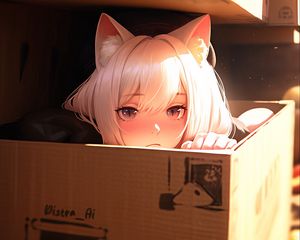 Preview wallpaper girl, ears, box, anime