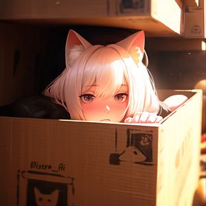 Preview wallpaper girl, ears, box, anime