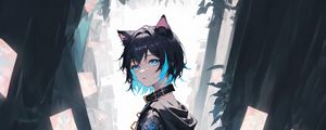 Preview wallpaper girl, ears, choker, anime, art