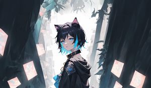 Preview wallpaper girl, ears, choker, anime, art