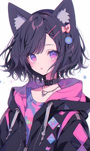 Preview wallpaper girl, ears, choker, anime