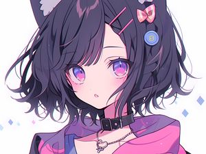 Preview wallpaper girl, ears, choker, anime