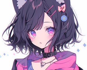 Preview wallpaper girl, ears, choker, anime