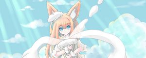 Preview wallpaper girl, ears, clouds, sky, anime, art