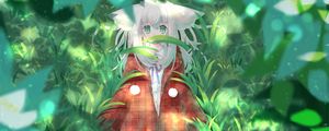 Preview wallpaper girl, ears, forest, grass, fantasy, anime, art