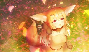 Preview wallpaper girl, ears, fox, anime, art