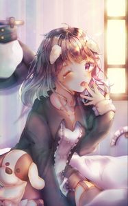 Preview wallpaper girl, ears, gesture, anime, art, cute