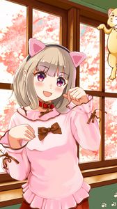 Preview wallpaper girl, ears, gesture, cute, anime