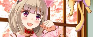 Preview wallpaper girl, ears, gesture, cute, anime