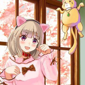 Preview wallpaper girl, ears, gesture, cute, anime