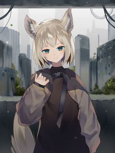 Preview wallpaper girl, ears, glance, smile, anime