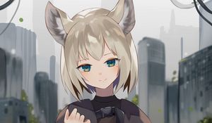 Preview wallpaper girl, ears, glance, smile, anime