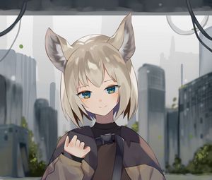 Preview wallpaper girl, ears, glance, smile, anime