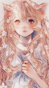 Preview wallpaper girl, ears, glance, anime, art