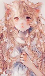 Preview wallpaper girl, ears, glance, anime, art